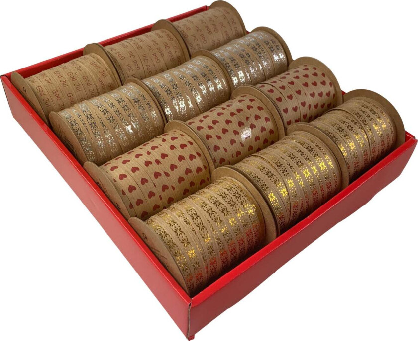 Bilde av Gavebånd papir 20m x 10mm med trykk