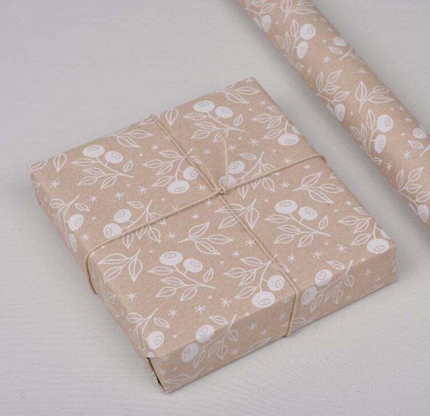 Gavepapir 5m x 57cm Kvist/Hvite Blomster