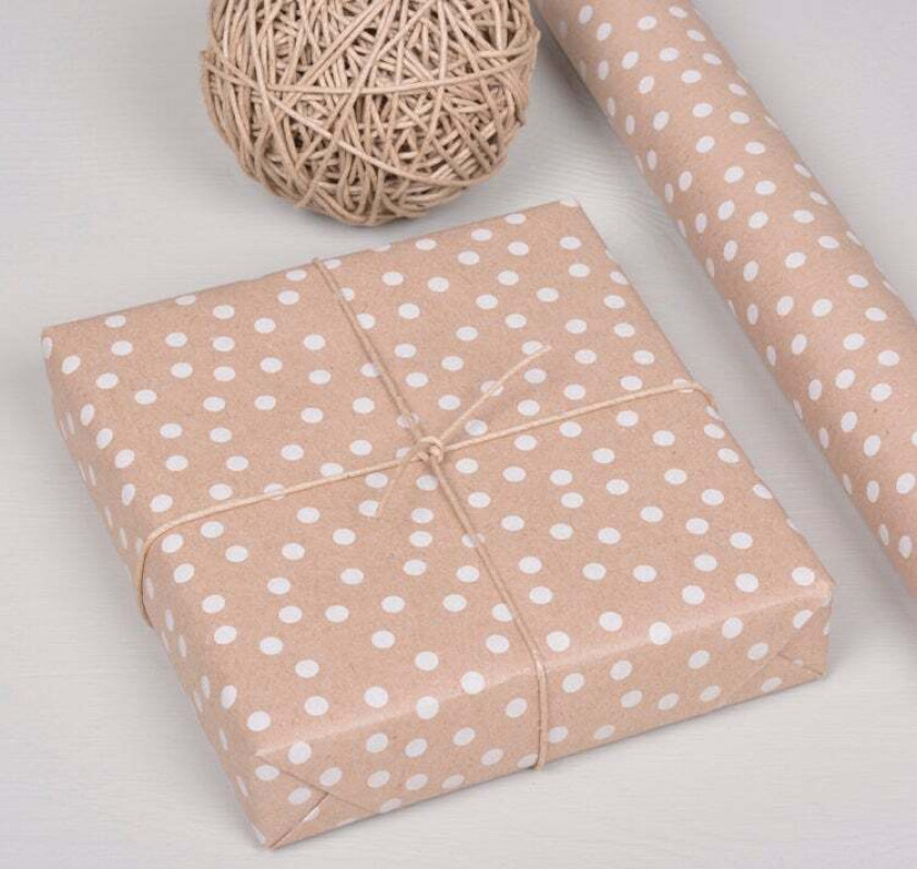 Gavepapir 5m x 57cm Kvist/Hvite Prikker