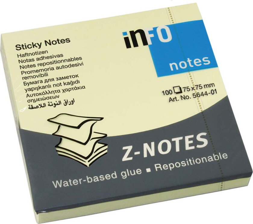 Notatblokk Z-Notes 75x75mm gul
