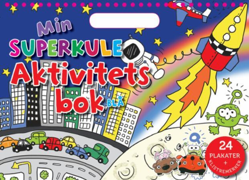 Min superkule aktivitetsbok. Blå. 24 plakater + klistremerker