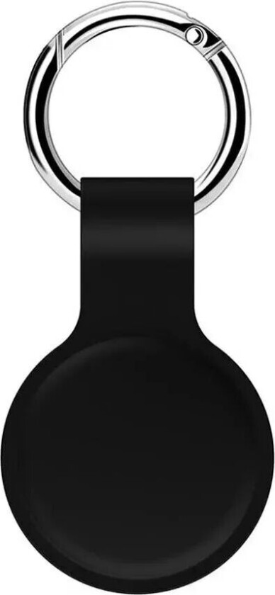 AirTag Silikon Deksel med Rund Karabinhage - Svart