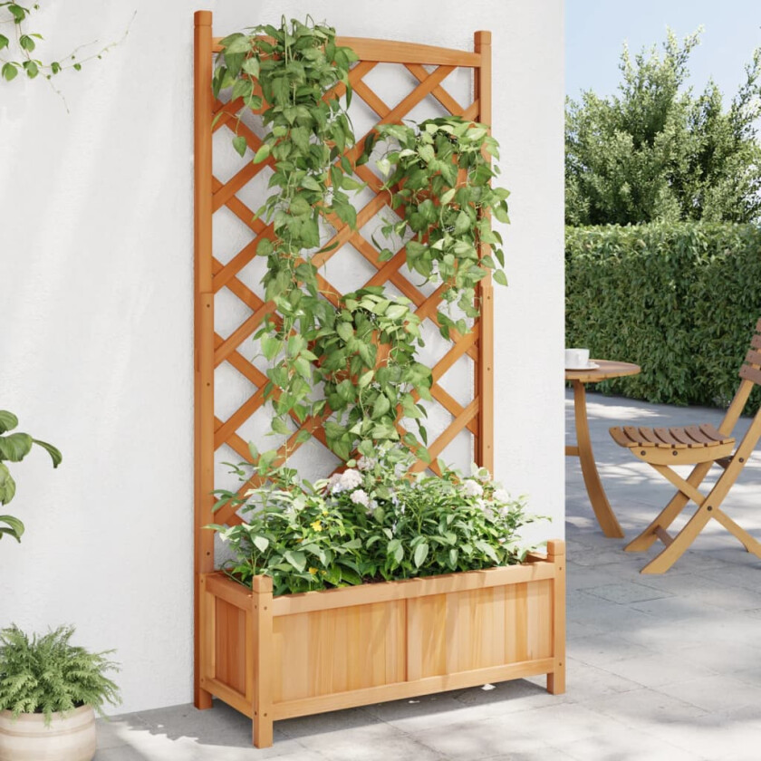 Plantekasse med espalier brun heltre gran