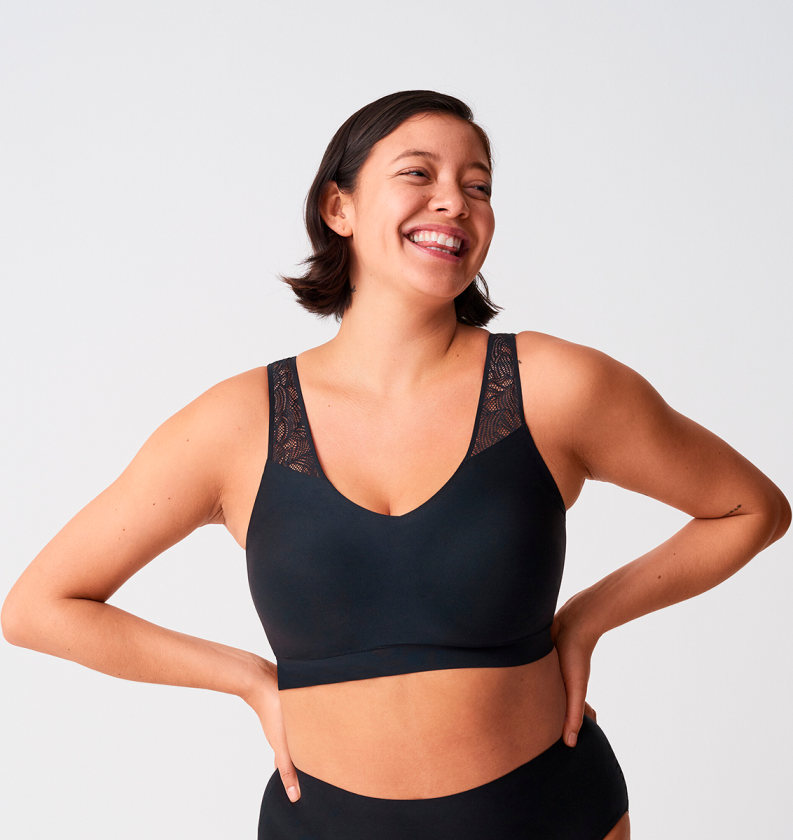 Soft Stretch Lace BH Top, Farge: Svart, Størrelse: M/L, Kvinner