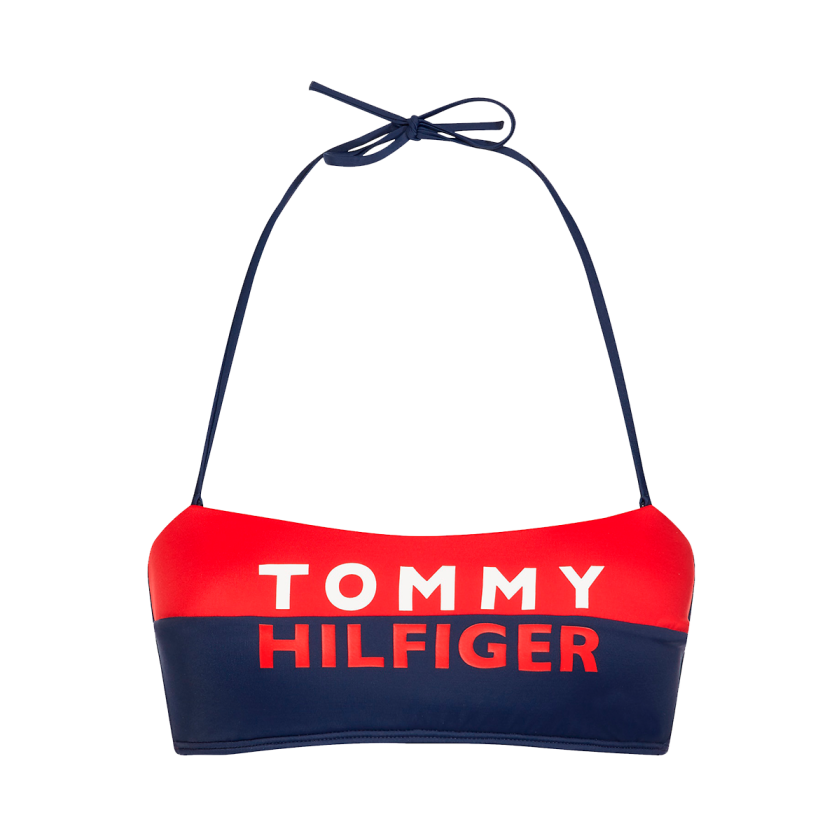 Tommy Hilfiger Fixed Bendeau Bikini Top, Farge: Rød/blå, Størrelse: L, Kvinner