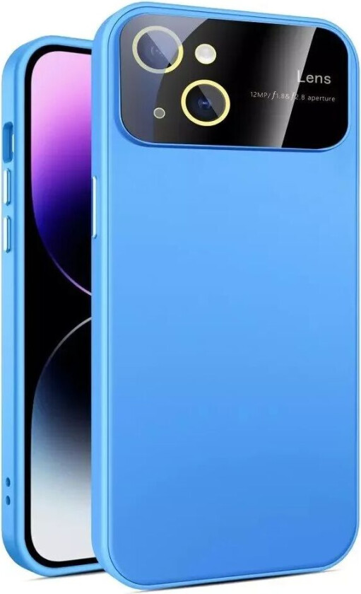 iPhone 15 Plus Hybrid Plastdeksel m. Innebygd Kamerabeskytter - Lyse Blå