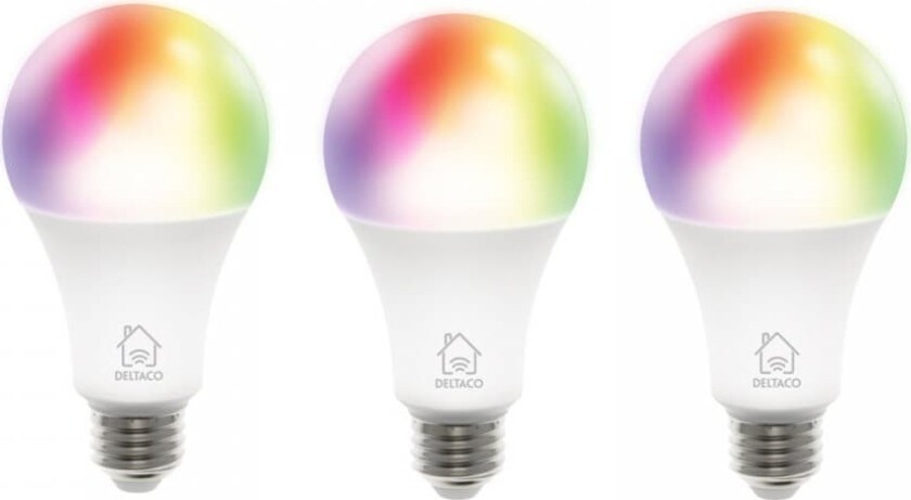 Bilde av 3-Pack Rgb Led Lampe E27 Wifi 9w