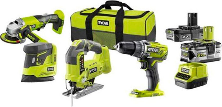 Ryobi R18CK4B-252S ONE+ batterimaskinsett m/batteri (18V)