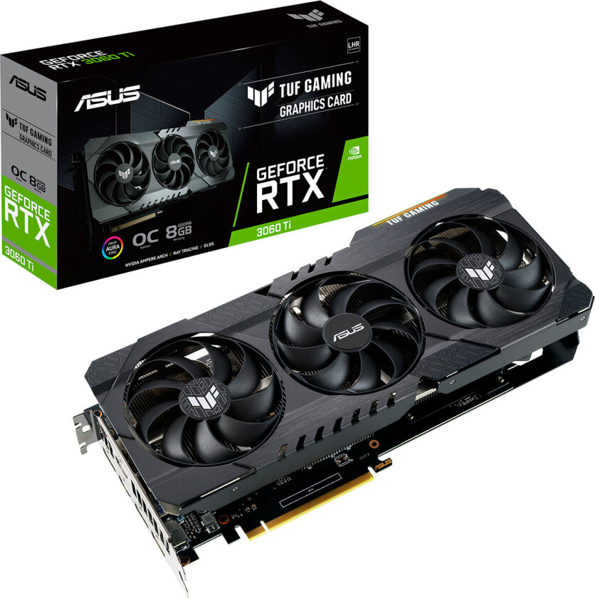 Asus GeForce TUF-RTX3060TI-O8G-V2-GAMING grafikkort - NVIDIA GeForce RTX 3060 Ti - 8GB GDDR6