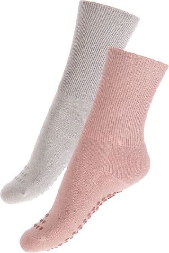 - Sokker Bambus 2pk Anti-Skli Rosa / Grå