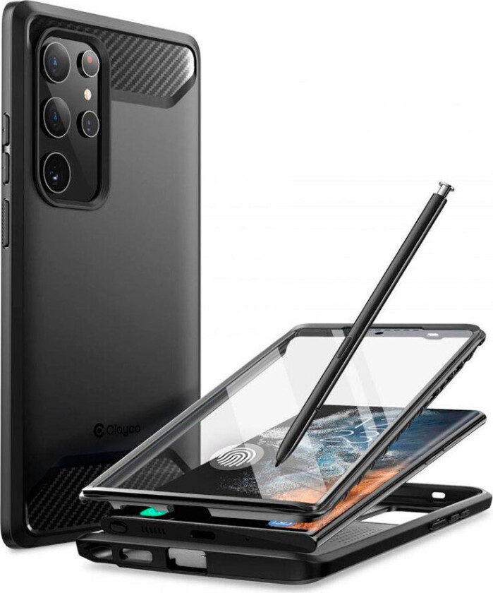 Clayco Xenon Samsung Galaxy S22 Ultra-deksel (foran/bak) svart