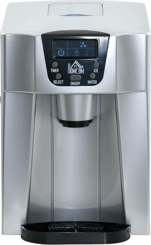 HOMCOM isbitmaskin isbitmaskin 9 terninger klare på 6-10 minutter, 12 KG/24 H, vannstasjon med 3L vanntank for kjøkken, sølv