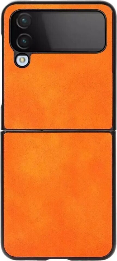 Samsung Galaxy Z Flip4 (5G) Plast + Litchi Kunstskinn Bakdeksel - Oransje