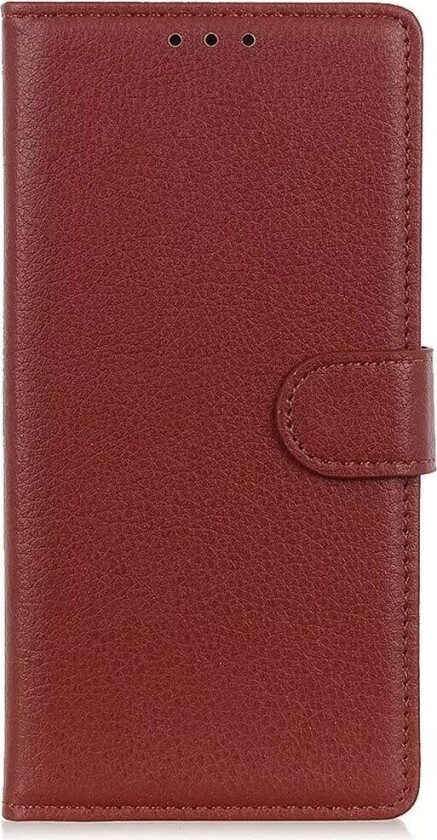 Samsung Galaxy M12 Litchi Skinndeksel med Lommebok - Brun
