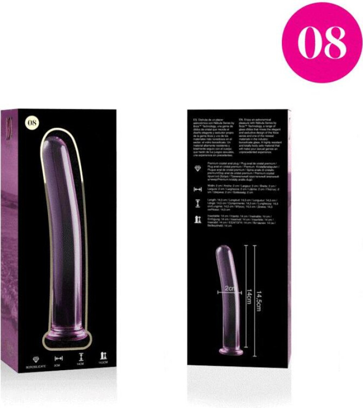 - MODELL 8 DILDO BORSILIKATGLASS 14,5 X 2 CM ROSA