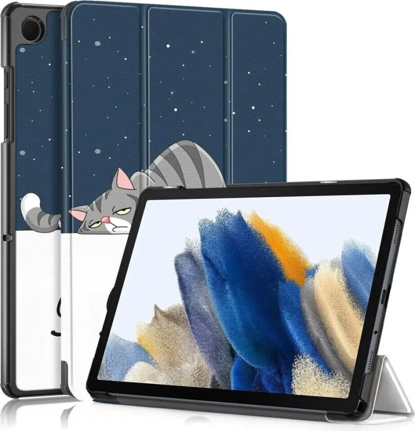 Samsung Galaxy Tab A9+ (Plus) Tri-Fold Deksel i Kunstskinn med Sleep-Funksjon - Katt
