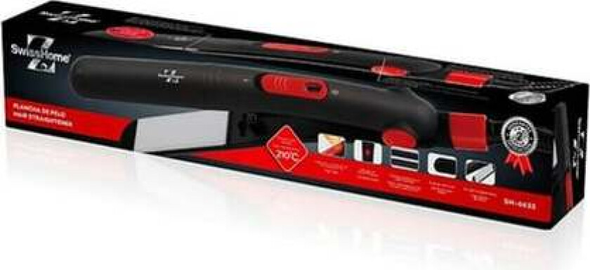 Keramisk rettetang SwissHome 25 W Rød Svart