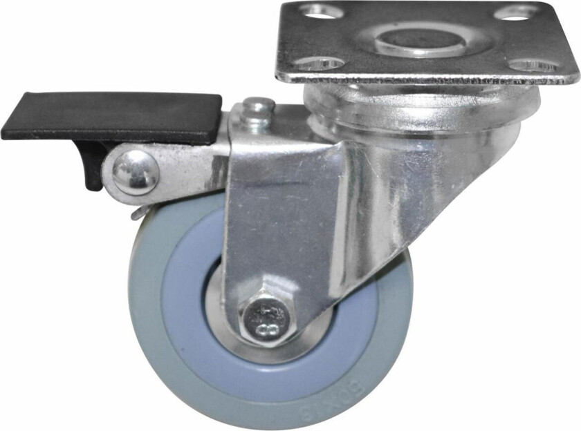 Bilde av Svingbart møbelhjul m/ brems (50mm) solid gummi