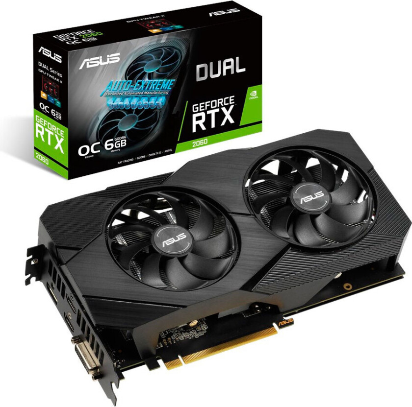 Asus DUAL-RTX2060-O6G-EVO grafikkort - GeForce RTX 2060 Evo OC Edition - 6 GB GDDR6 RAM