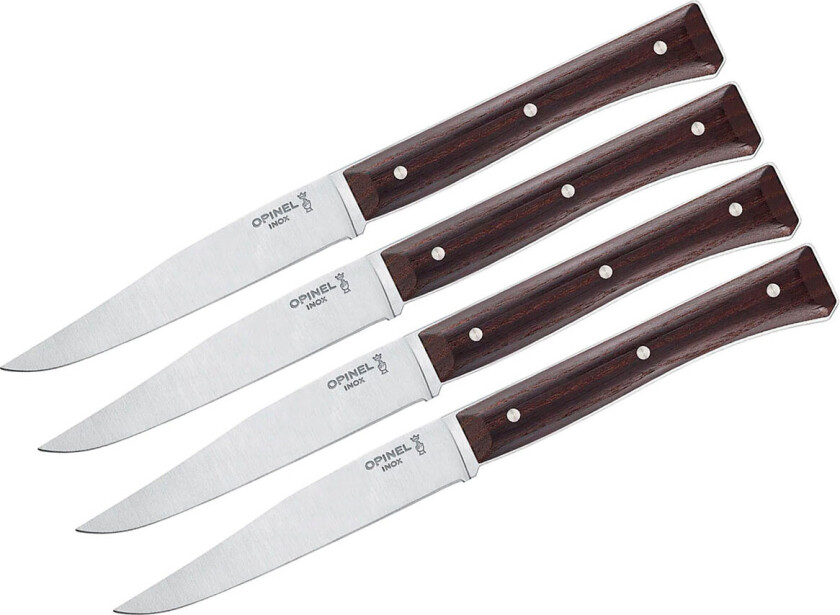 Bilde av Opinel fasetterte biffkniver (4pk) MÃ¸rkt asketre