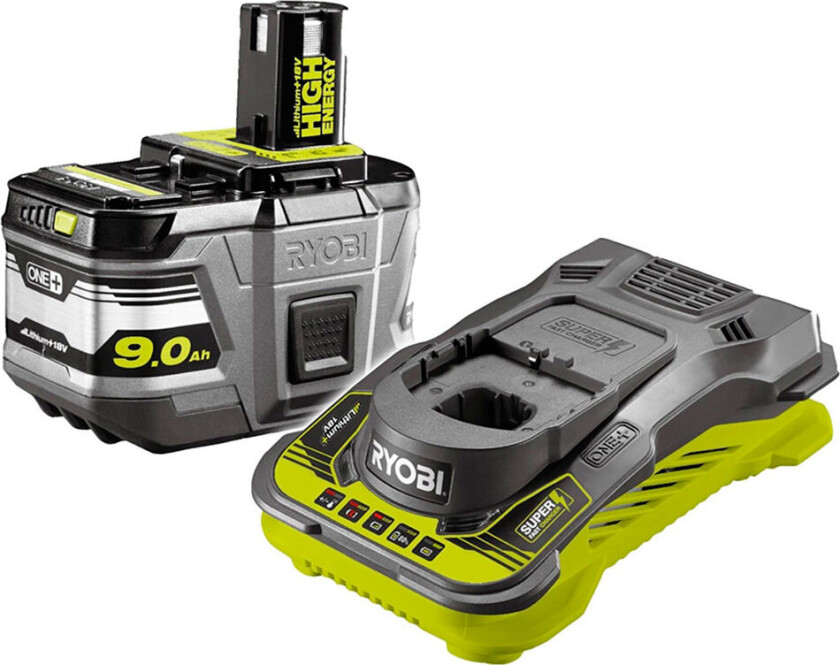 Ryobi RC18150-190 ONE+ Lithium+ høyenergibatteri m/hurtiglader 9,0Ah (18V)