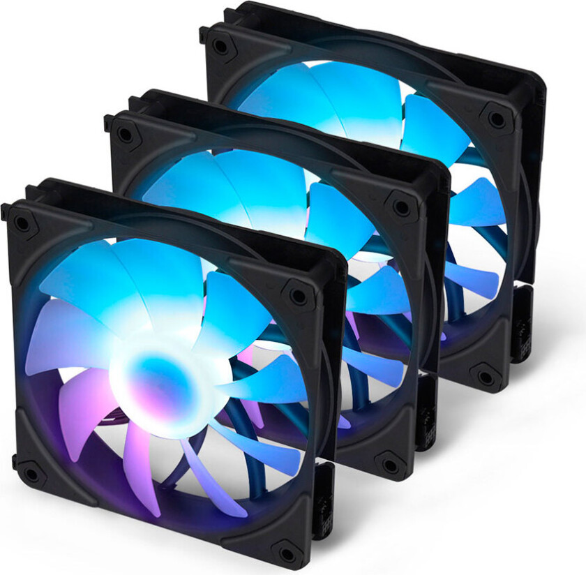 Blackstorm Luna UF120 ARGB PWM PC-vifte (1500RPM) 120mm - 3pk - Svart
