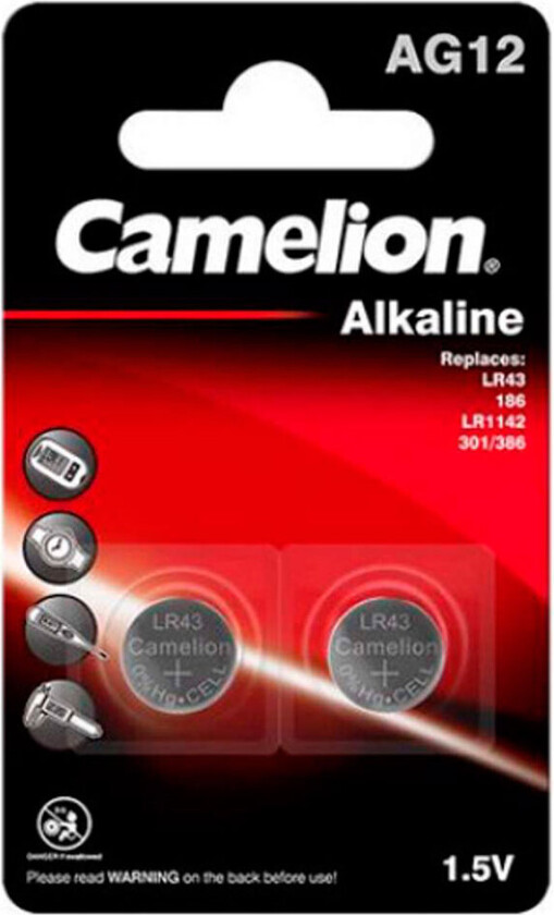 Camelion LR43/LR1142/AG12 Knappcellebatteri 1,5V (alkalisk) 2pk