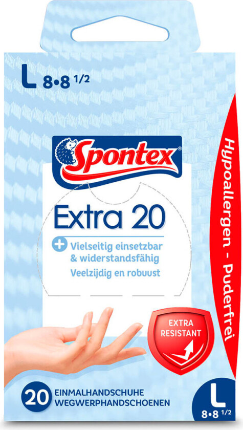 Bilde av Spontex Extra 20 engangshansker (stÃ¸rrelse L)