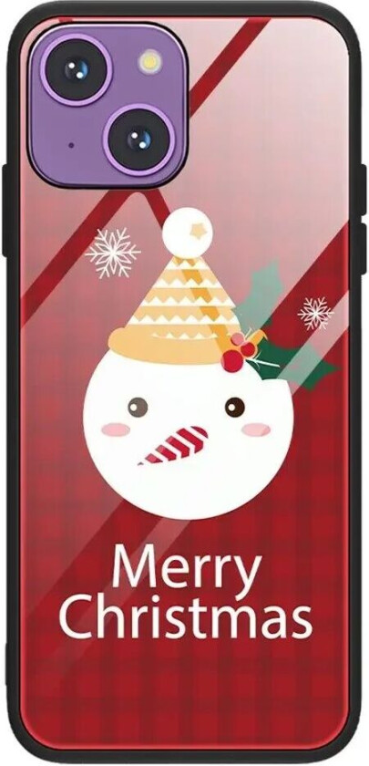 iPhone 15 Jule Deksel m. Glassbakside - Snømann
