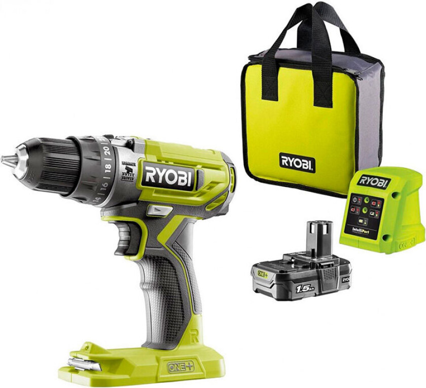 Ryobi R18PD2-115S ONE+ slagbor/skrutrekker m/batteri (18V)