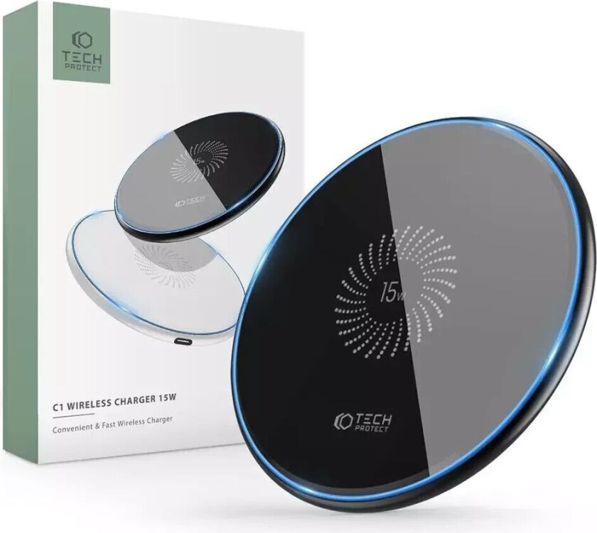 Tech-Protect C1 Single Charging Pad Trådløs Lader 15W - Svart