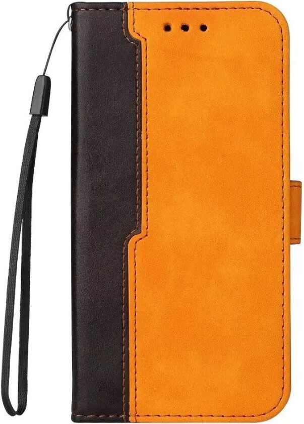 Samsung Galaxy M52 (5G) Tofarget Skinndeksel med Lommebok - Oransje / Svart