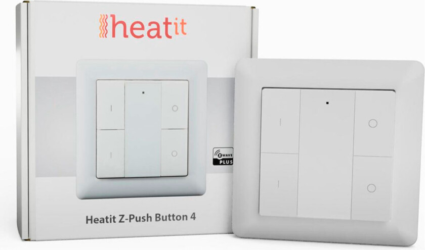 Heatit Z-Push Button 4 Trykknapp Panel - 4 knapper (Z-Wave) Hvit