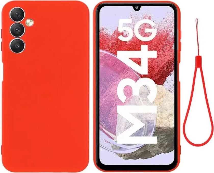 Samsung Galaxy M34 (5G) / F34 (5G) Liquid Silikon Deksel med Stropp - Rød