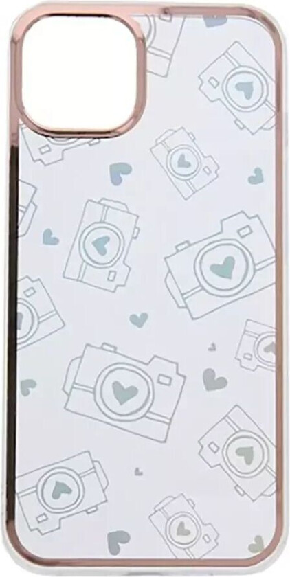 iPhone 14 Plus Hybrid Plast Deksel m. Holografisk Trykk - Kamera Motiv - Gjennomsiktig