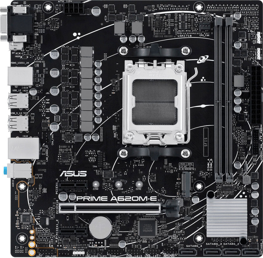 Asus PRIME A620M-E hovedkort, AMD AM5, DDR5 Micro ATX