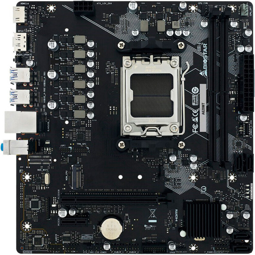 Biostar A620MT hovedkort, AMD AM5, DDR5 Micro-ATX