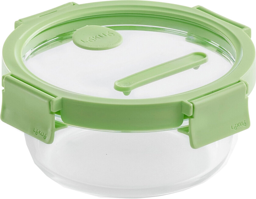 Rund matboks 650 ml, glass/grønn