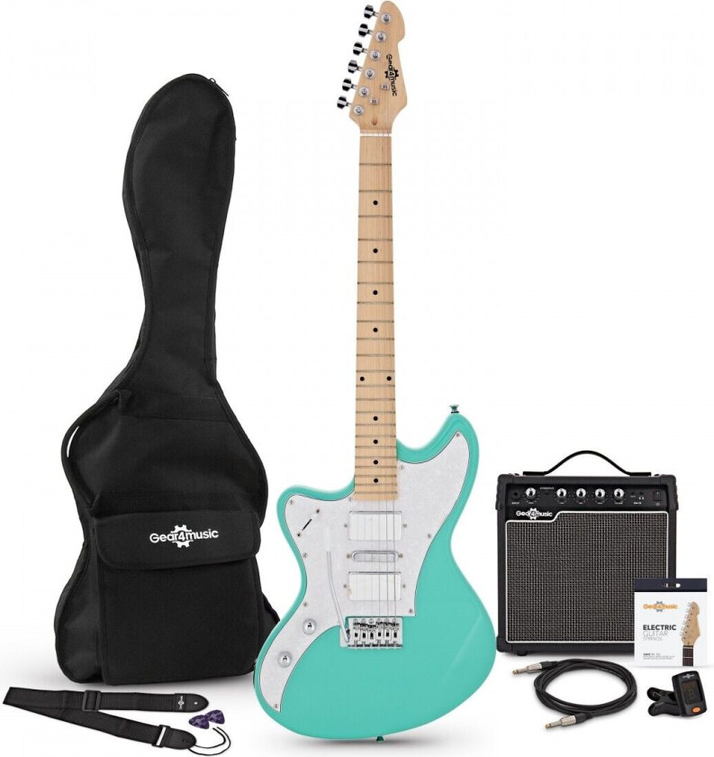 Bilde av Gear4Music Seattle Venstrehendt Elektrisk Gitar + Forsterkepakke Seafoam Green