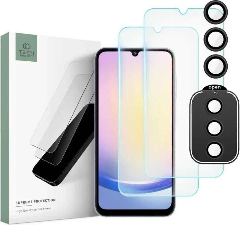 Tech-Protect Samsung Galaxy A25 (5G) Tech-Protect Supreme Set - 2 x Skjermbeskyttelse og Kameralinsebeskyttelse - Gjennomsiktig