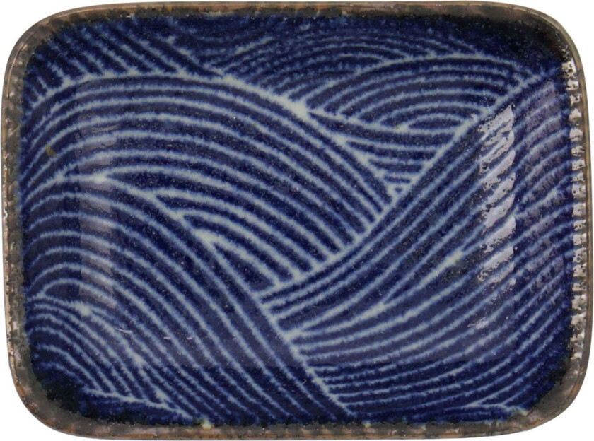 Seigaiha Blue tallerken 9.5 x 7 cm, choku