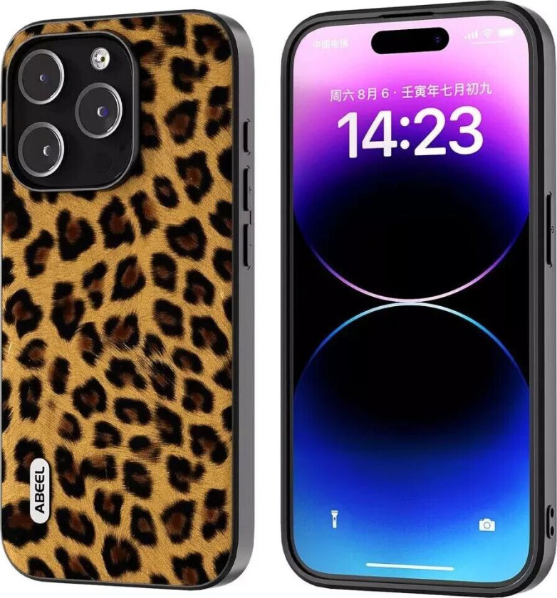 iPhone 15 Pro Fleksibelt Plastdeksel - Leopardmønster - Gull