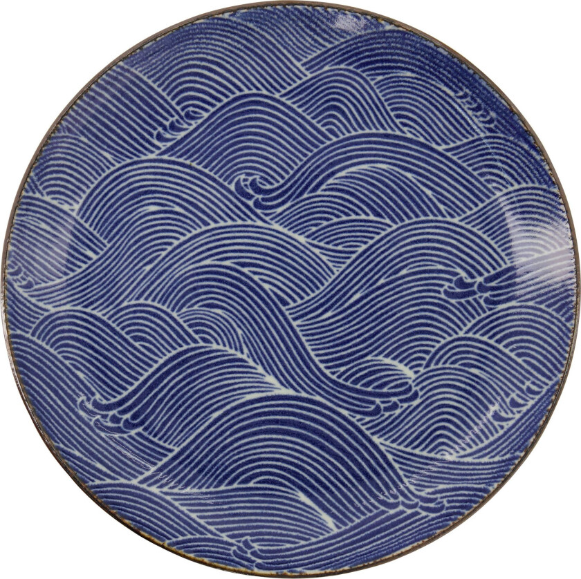 Seigaiha Blue tallerken, 25 cm
