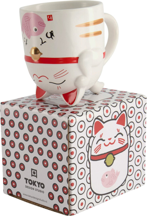 Kawaii Lucky Cat krus, 35 cl, pink