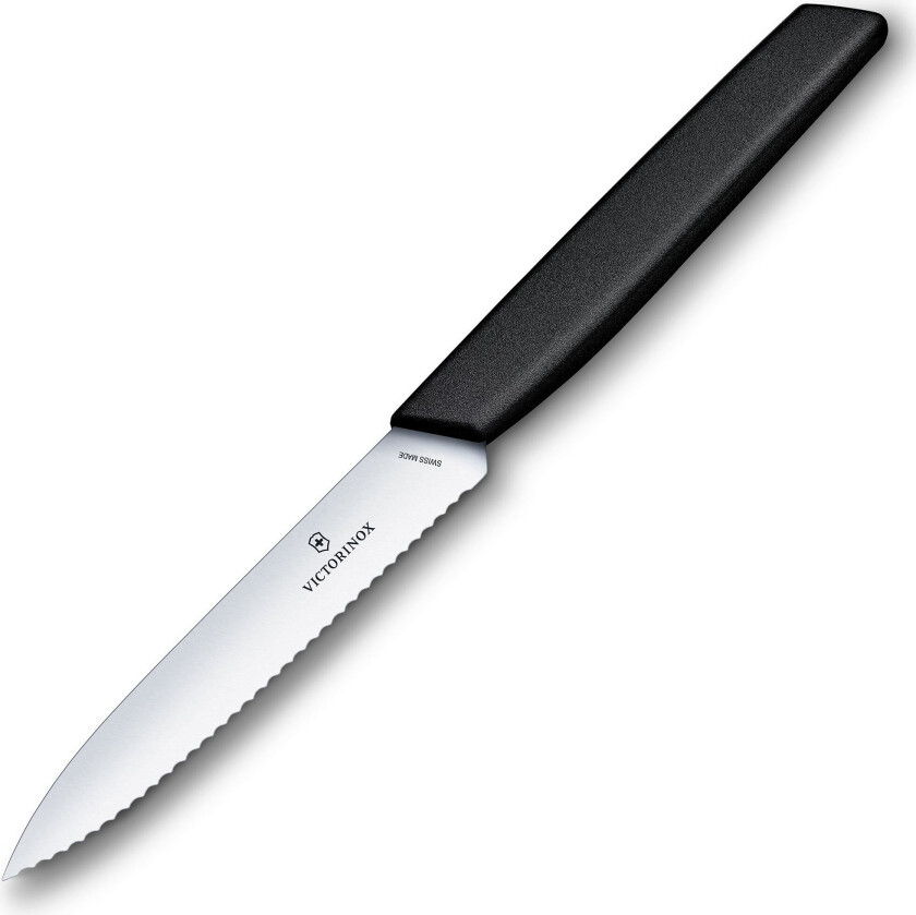 Swiss Modern Sagtann Skallkniv 10 cm, Svart