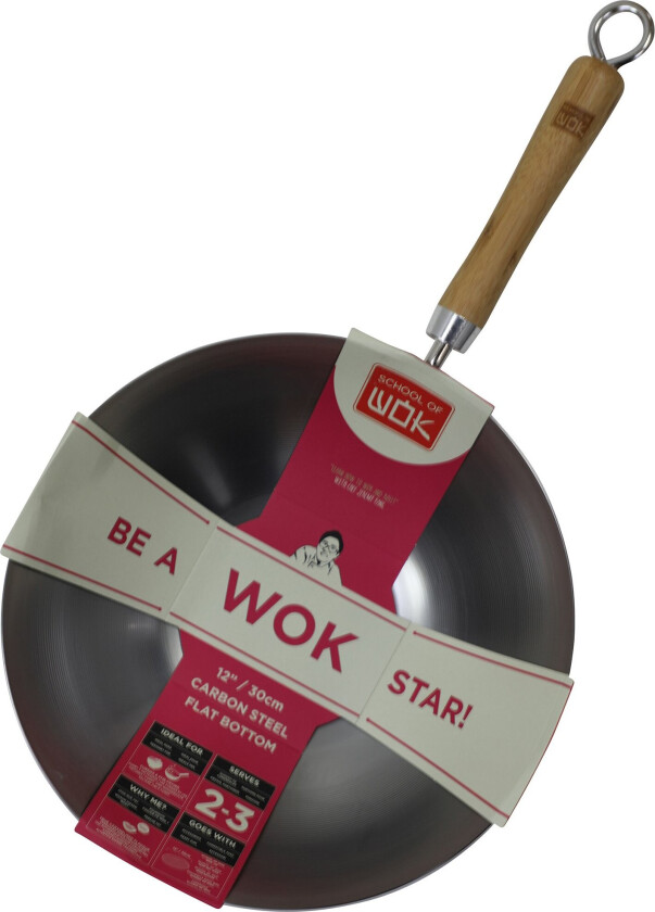 Wok i kullstål 30 cm.