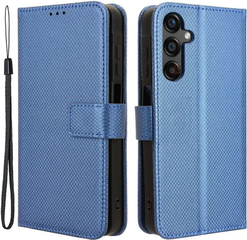 Samsung Galaxy A25 (5G) Kunstskinn Flippdeksel m. Stropp & Tekstur - Blå