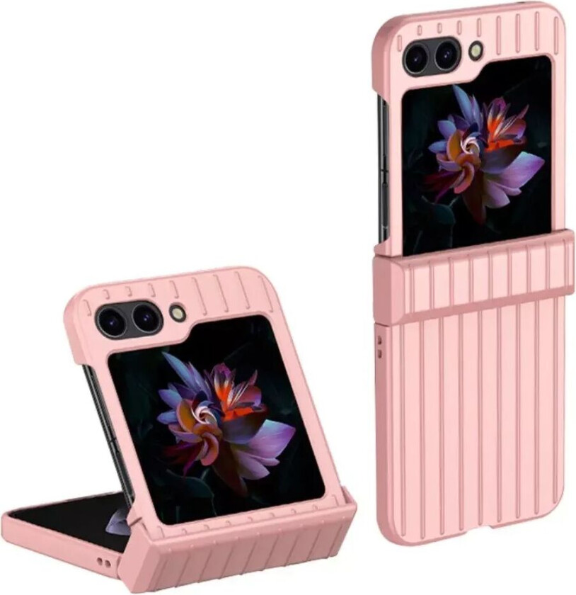 Samsung Galaxy Z Flip5 (5G) Hard Plast Deksel med Stripete Tekstur - Rosa