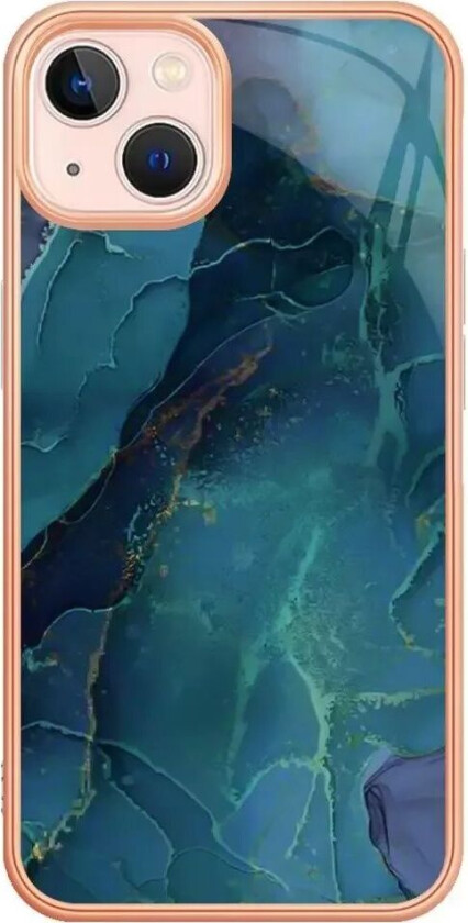 iPhone 15 Hybrid Plastdeksel - Grønn Marmor