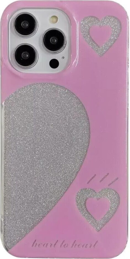 iPhone 14 Pro Glitter Plast Deksel - Heart To Heart